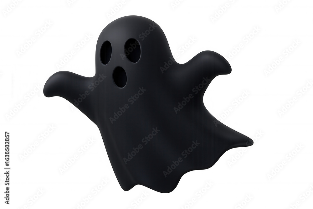 Poster 3d rendering of a spooky black ghost floating against a transparent background, perfect for hallowee