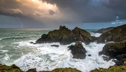 Obraz premium Dramatic coastal scene with storm