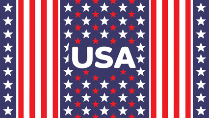 USA Text with Stars and Stripes American Flag Background Pattern vector illustration