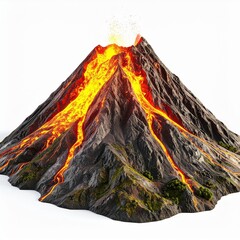 Fiery Volcanic Eruption Dark Grey Slopes and Intense Lava Flows