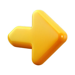 Bright Yellow 3D Plastic Right Arrow with Rounded Edges and Gradient Finish