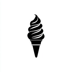 Swirl soft serve ice cream cone, simple graphic, white background, food menu design
