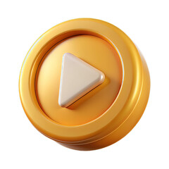 Golden Coin 3D Plastic Play Button with Raised Edges and Clear Contrast