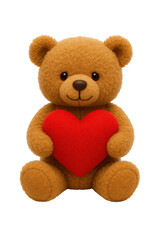 Fototapeta premium Adorable Teddy Bear Holding a Red Heart Symbolizing Love, Affection, and Valentine's Day Celebration