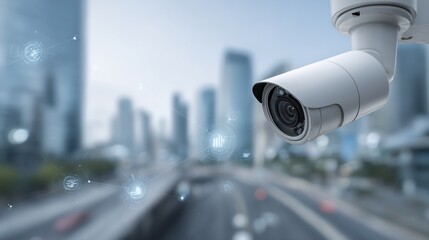 Security Camera Monitoring City Streets Capturing Data and Activity