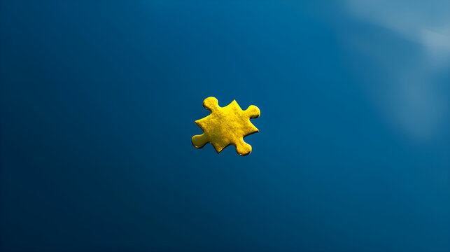 Golden puzzle piece floating on blue background representing problem solving