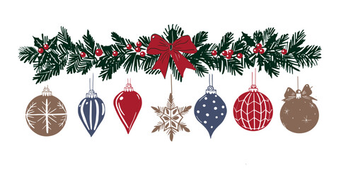 A set of Christmas decorations illustration