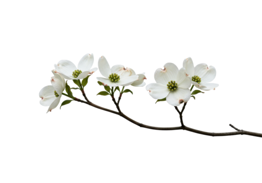 Delicate white dogwood blossoms nature scene botanical minimalistic spring beauty. Cut out png