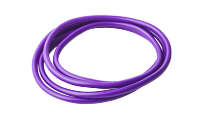 A purple wire neatly wrapped into a coil placed on a white background or transparent png 