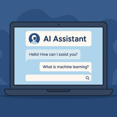 Ai assistant on laptop screen responding to user queries in chat interface