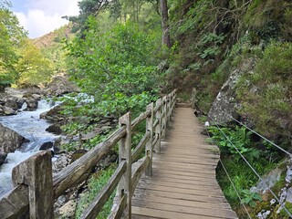 Walkway next to the river Beddgelert North Wales