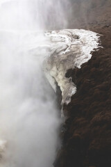 Detail of Gullfoss waterfall on a rainy April day.