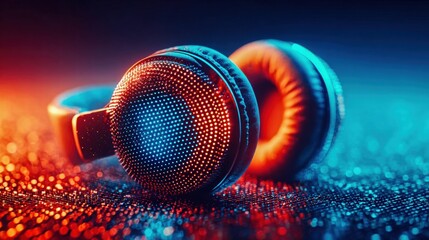 Vibrant headphones glowing with neon lights, perfect for music lovers and tech enthusiasts.