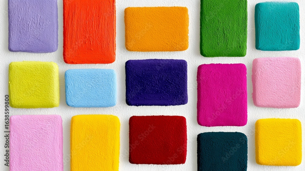 Poster colorful array of squares with different colors. the squares are arranged in a pattern and are of va