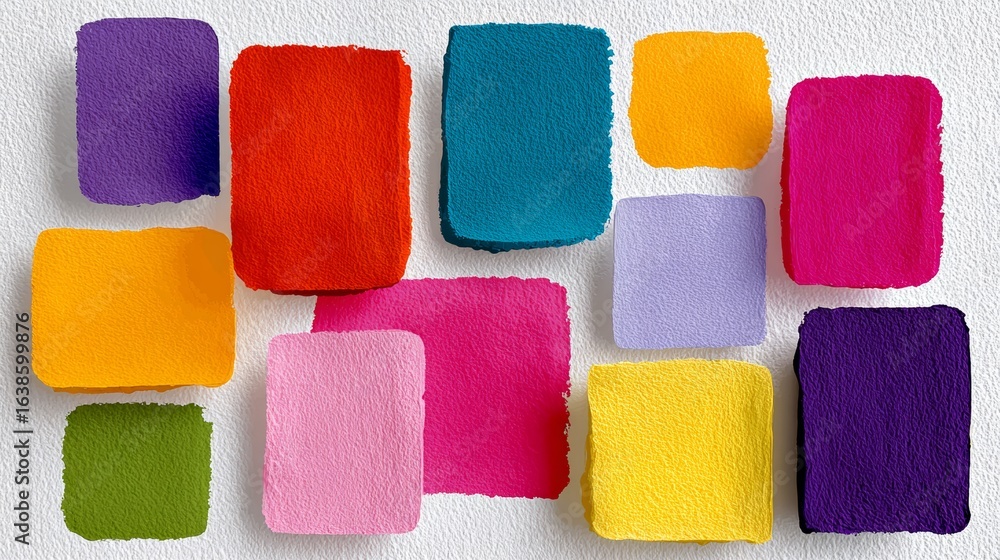 Poster colorful array of squares with different colors and sizes. the squares are arranged in a way that th