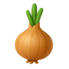 3d onion icon isolated on transparent background. Cooking or garden concept