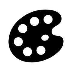 Fototapeta premium Black Silhouette Artist Paint Palette with Circular Color Wells vector illustration