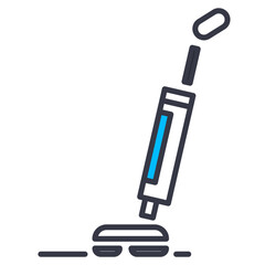 Robot mop icon. A clean, flat line icon of a robot mop. The illustration depicts a robotic cleaning device with a water tank and a mopping mechanism on the floor