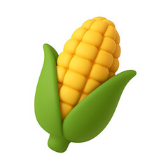 3d corn icon isolated on transparent background. Agriculture or harvest concept