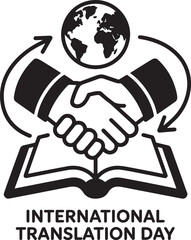 International Translation Day Vector Illustration with Globe, Book, and Handshake Design
