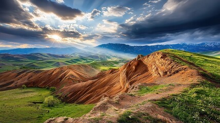 Dramatic Spring Sunset Over Stony Hills of Ala Archa National Park