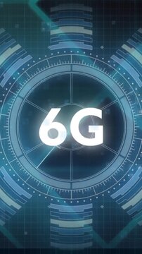 Animation of futuristic 6G technology with digital interface in school setting