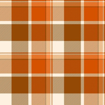 orange plaid fabric, fall flannel  seamless texture pattern and background.