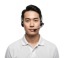 Customer support representative with headset office environment professional portrait neutral. Cut out png