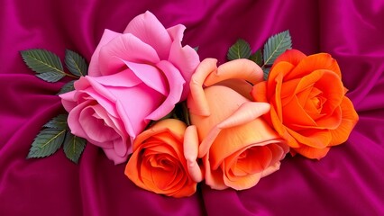 Vibrant Rose Bouquet on Pink Tablecloth