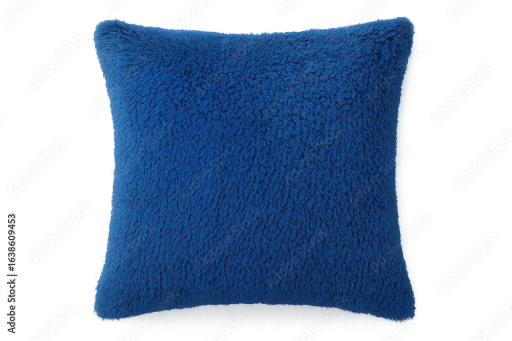 Poster blue fluffy pillow isolated on transparent background, perfect for adding a touch of comfort and sty