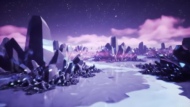 Quantum Entanglement Dreamscape Zoom-in 4K Stock Footage - Ethereal Nebula and Fractal Crystals