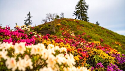 Colorful rhododendron hill
