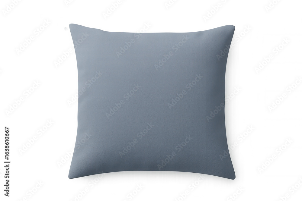 Poster light blue square throw pillow resting on a transparent background, perfect for adding a touch of co