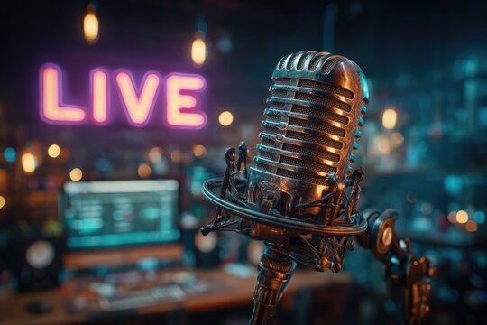 Blogger media broadcast: studio platform, content evaluation, online dialogue, microphone feedback, live response, air commentary, business overview, stream setup, digital delivery, voice discussion