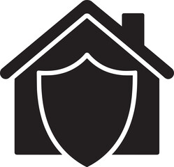 House Security Icon Vector Illustration Black Silhouette on Transparent Background