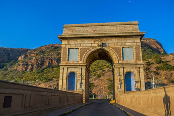 Fototapeta premium Hartbeespoort dam wall and tunnel in north west province south africa
