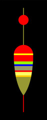 Colorful fishing float vector illustration isolated. Fisherman equipment. Outdoor sport activity on water. Bobber symbol. Ball cock.