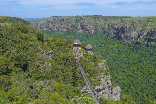 Lake Eland Nature reserve in Oribi gorge with a hanging suspension bridge