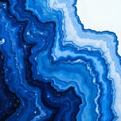 Acrylglasbilder Kristalle Abstract fluid art background navy blue and white colors  © Tanveermunirahmed