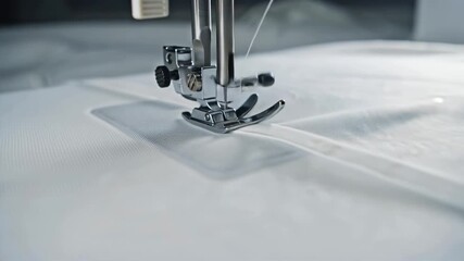 close up needle sewing machine fabric