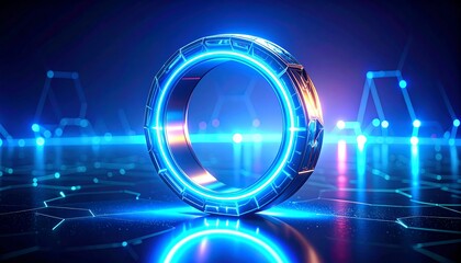 Futuristic ring portal in neon light