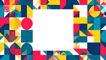 Colorful geometric shapes in a repeating pattern.