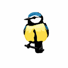Blue Tit Animal Icon - Black Background