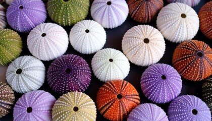 Colorful sea urchin shells