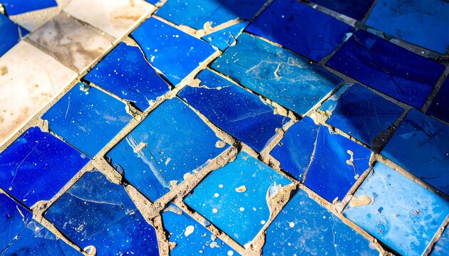 Broken blue tiles