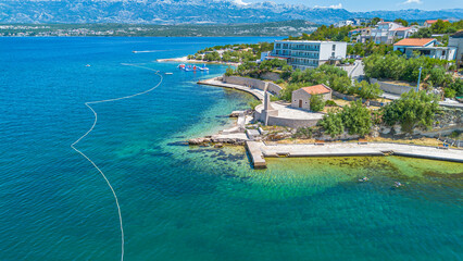 Dalmatian village of Novigrad aerial view, Croatia