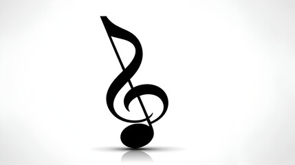 A black silhouette image of a musical eighth note on white background