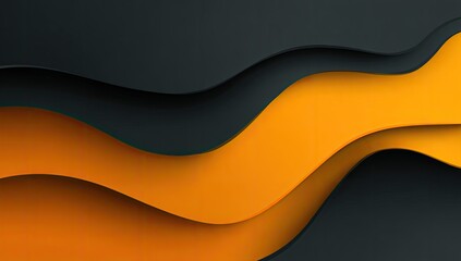 Abstract orange and black waves, digital art, design element, background for website or presentation