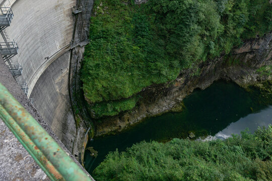 Corlo Dam on Lago del Corlo, Belluno, Italy