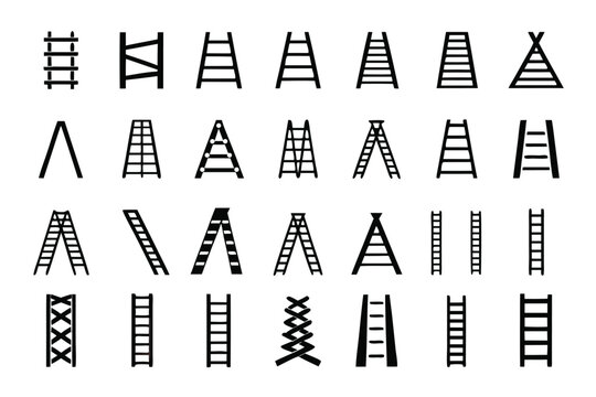 Ladder types vector set construction equipment tool